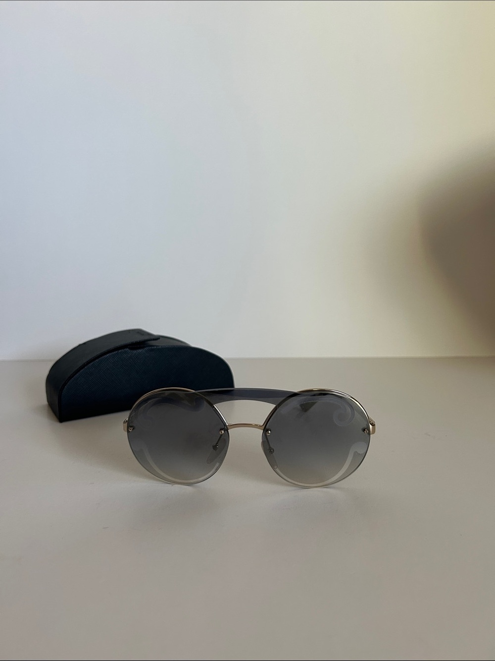 Prada Round Gradient Gray Lens Women's Sunglasses